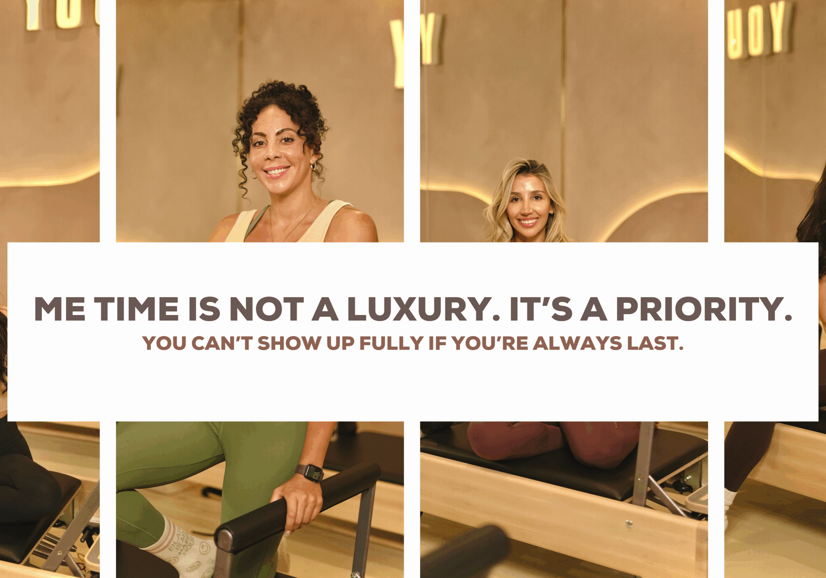 Women exercising on Pilates reformer machines in studio